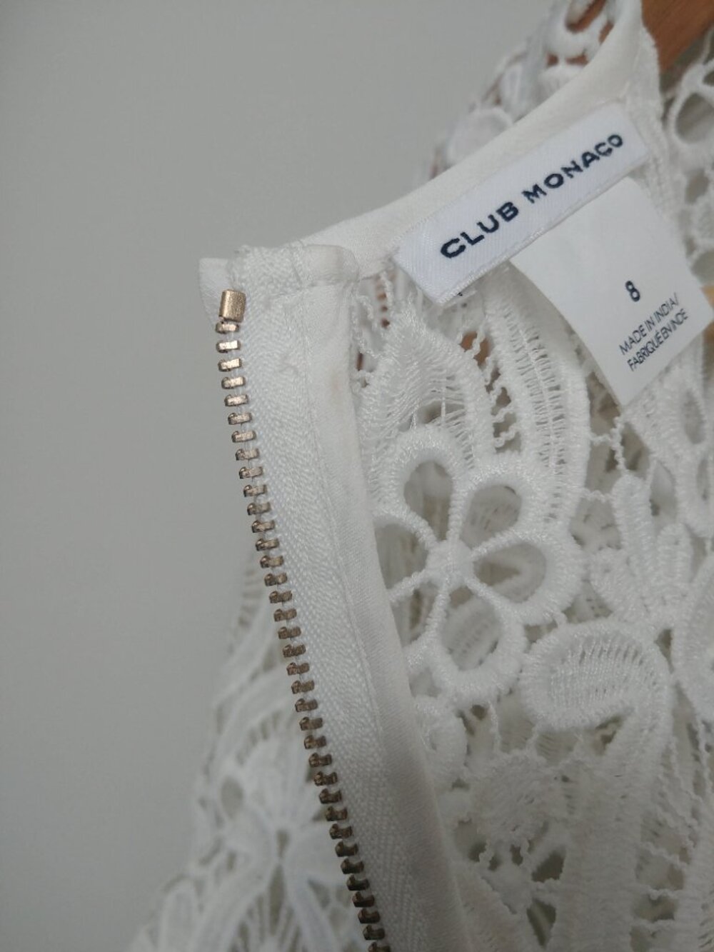 Club Monaco size 8 white cutout lace mini dress sheer - Picture 16 of 16